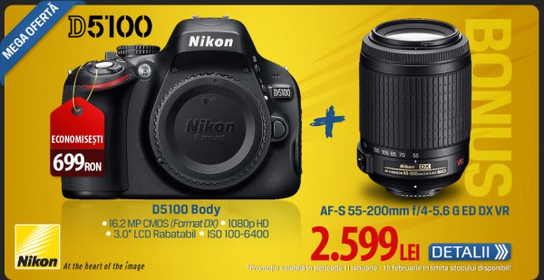 Nikon D5100 Body + 55-200 VR bonus