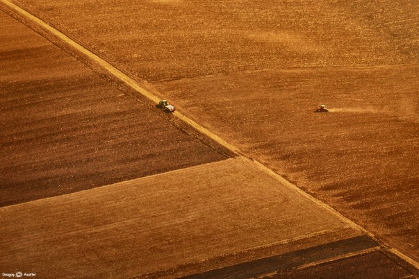 Munca agricolă fotografiată din zbor